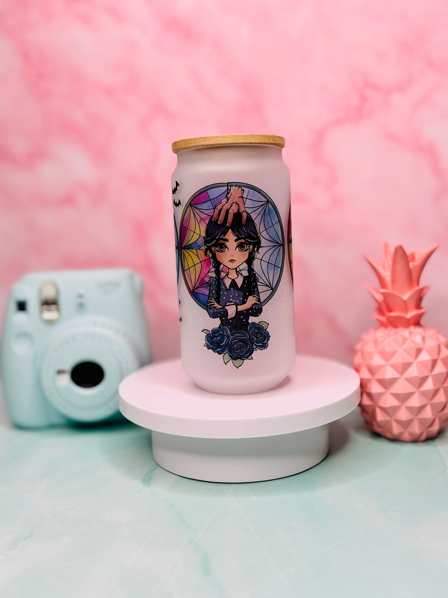 Wednesday Sublimated 18oz Glass Cup (Frosted)