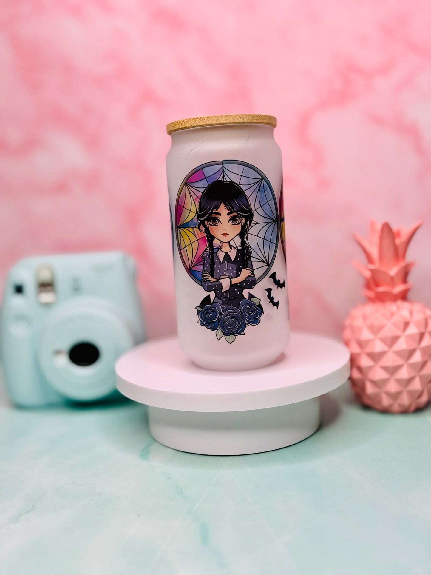 Wednesday Sublimated 18oz Glass Cup (Frosted)