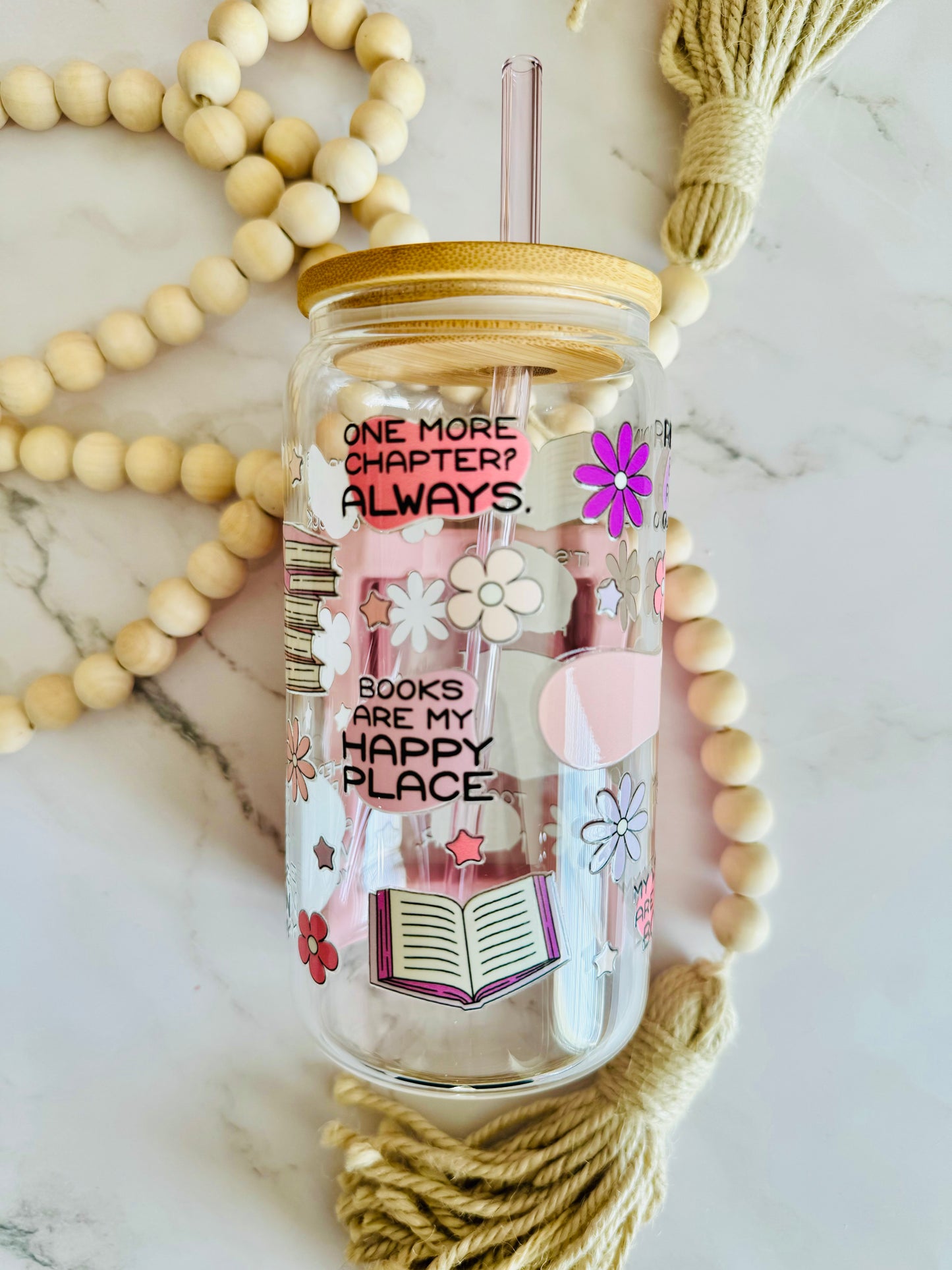 Book Quotes 16oz Glass Can