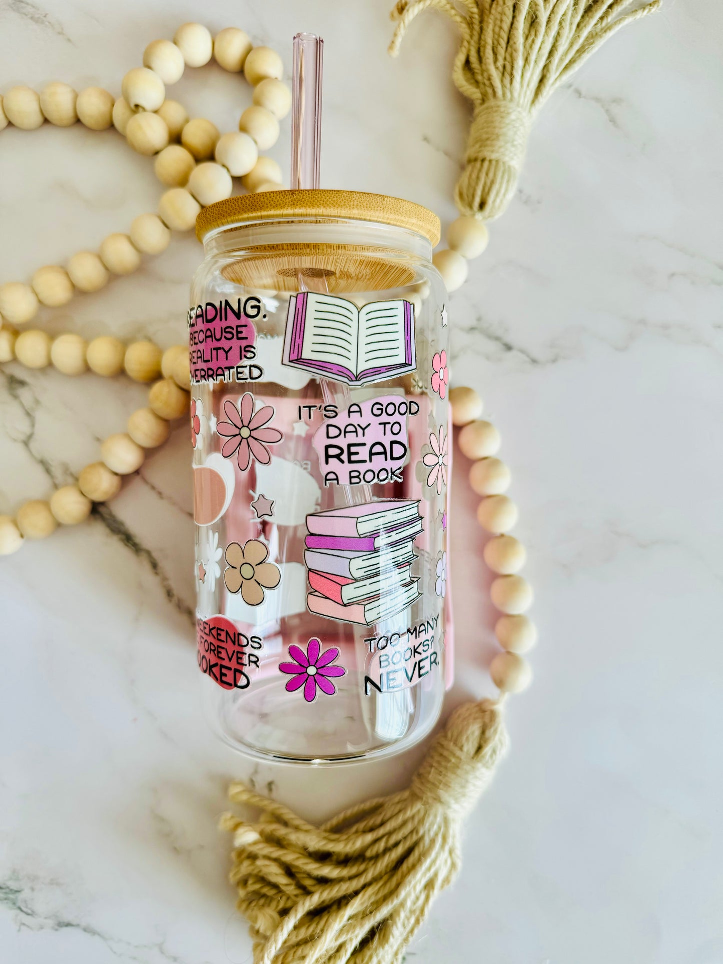 Book Quotes 16oz Glass Can