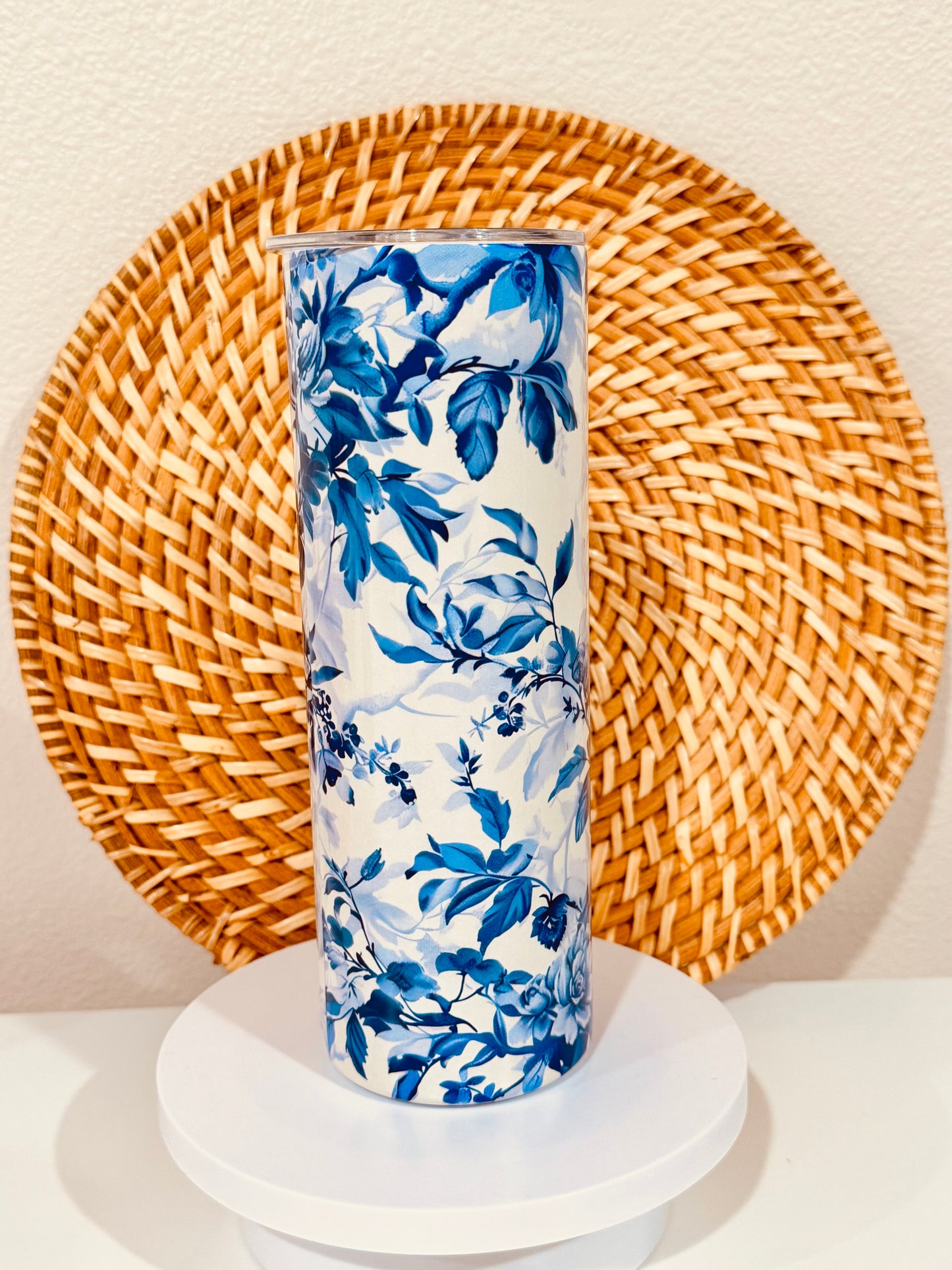Blue Toile 20oz Skinny Tumbler