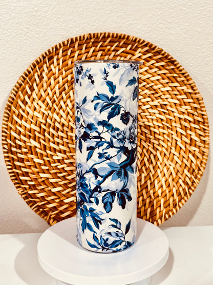 Blue Toile 20oz Skinny Tumbler