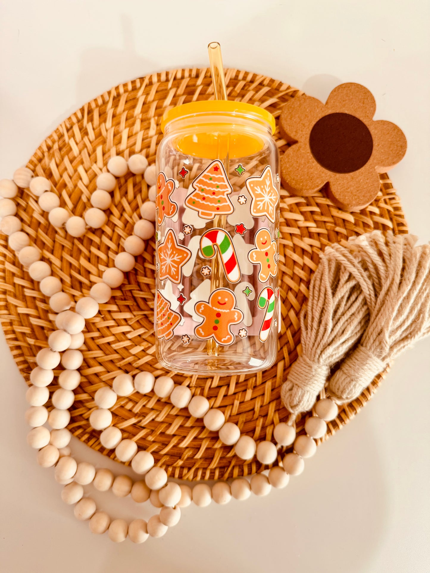 Christmas Ginger Bread 16oz Glass Cup