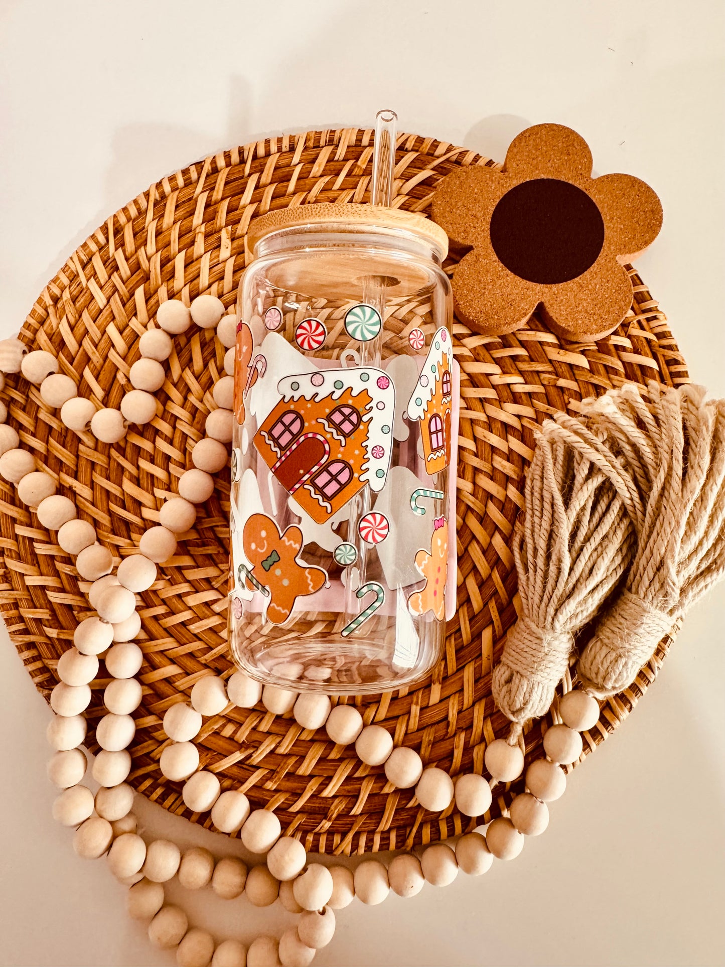 Christmas Ginger Bread House 16oz Glass Cup