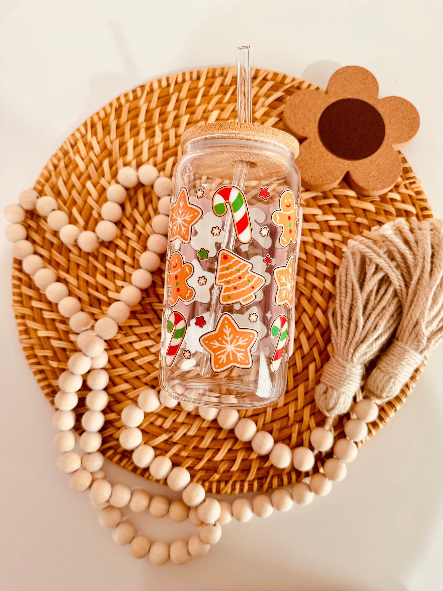 Christmas Ginger Bread 16oz Glass Cup