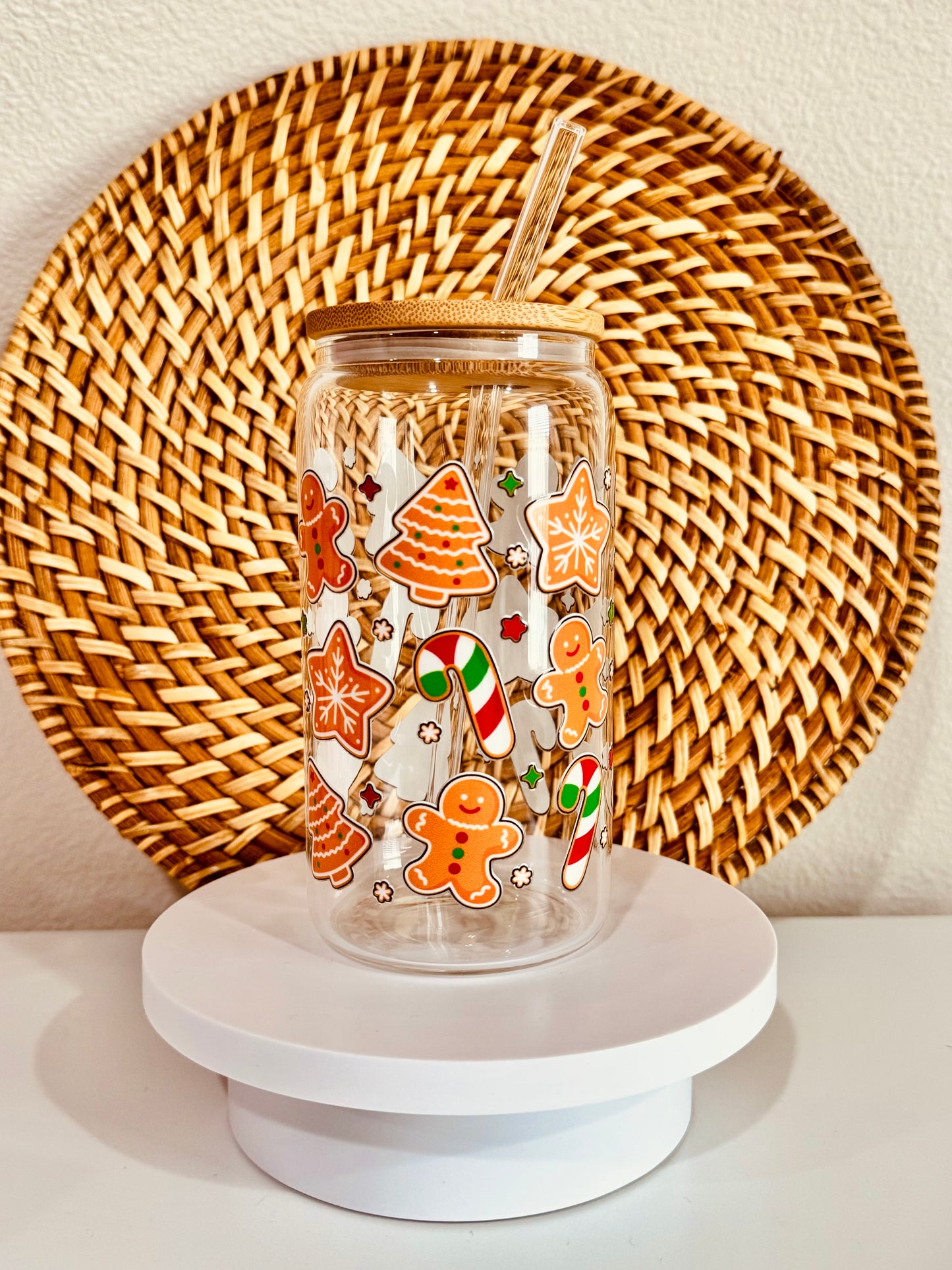 Christmas Ginger Bread 16oz Glass Cup