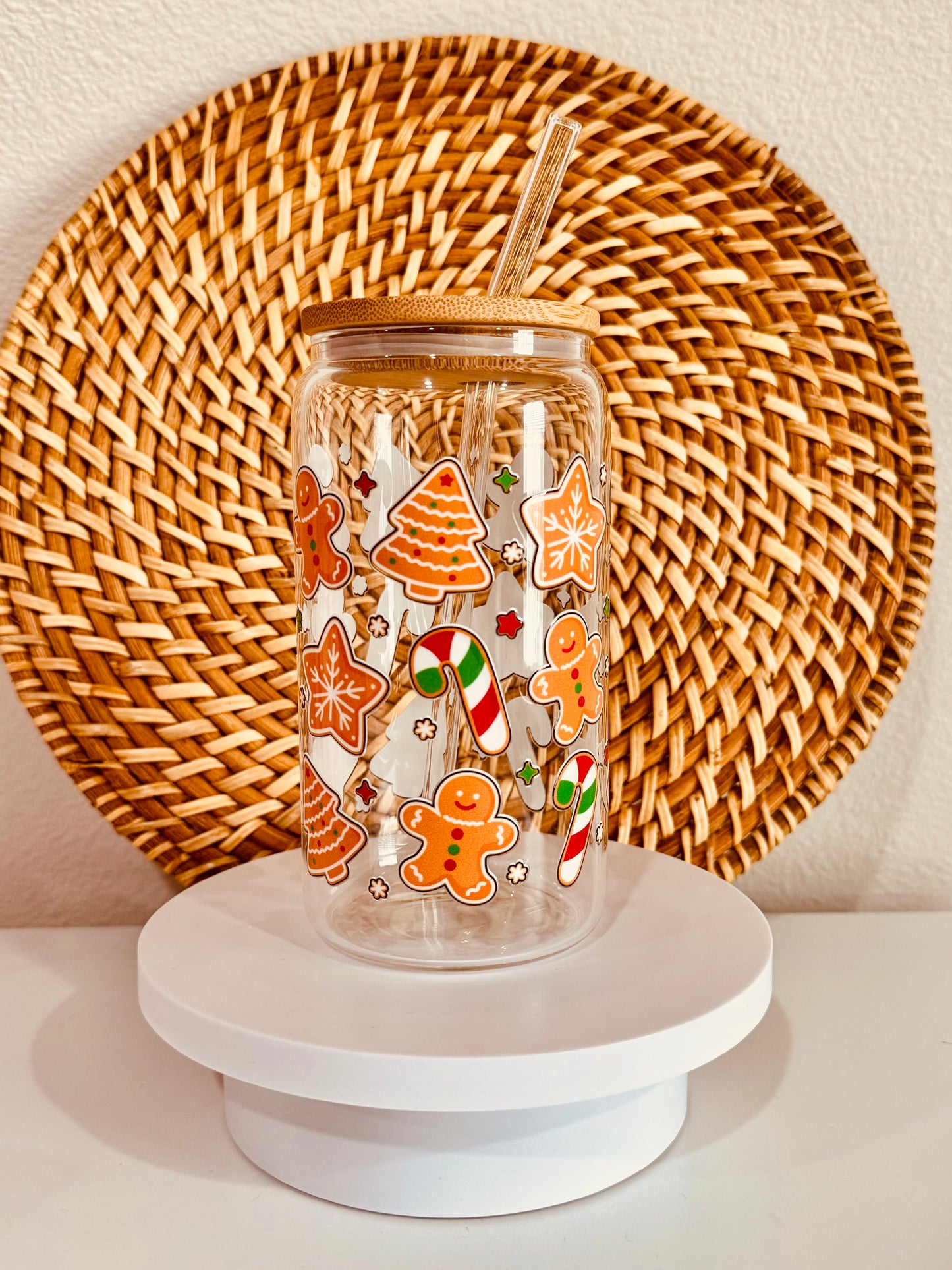 Christmas Ginger Bread 16oz Glass Cup