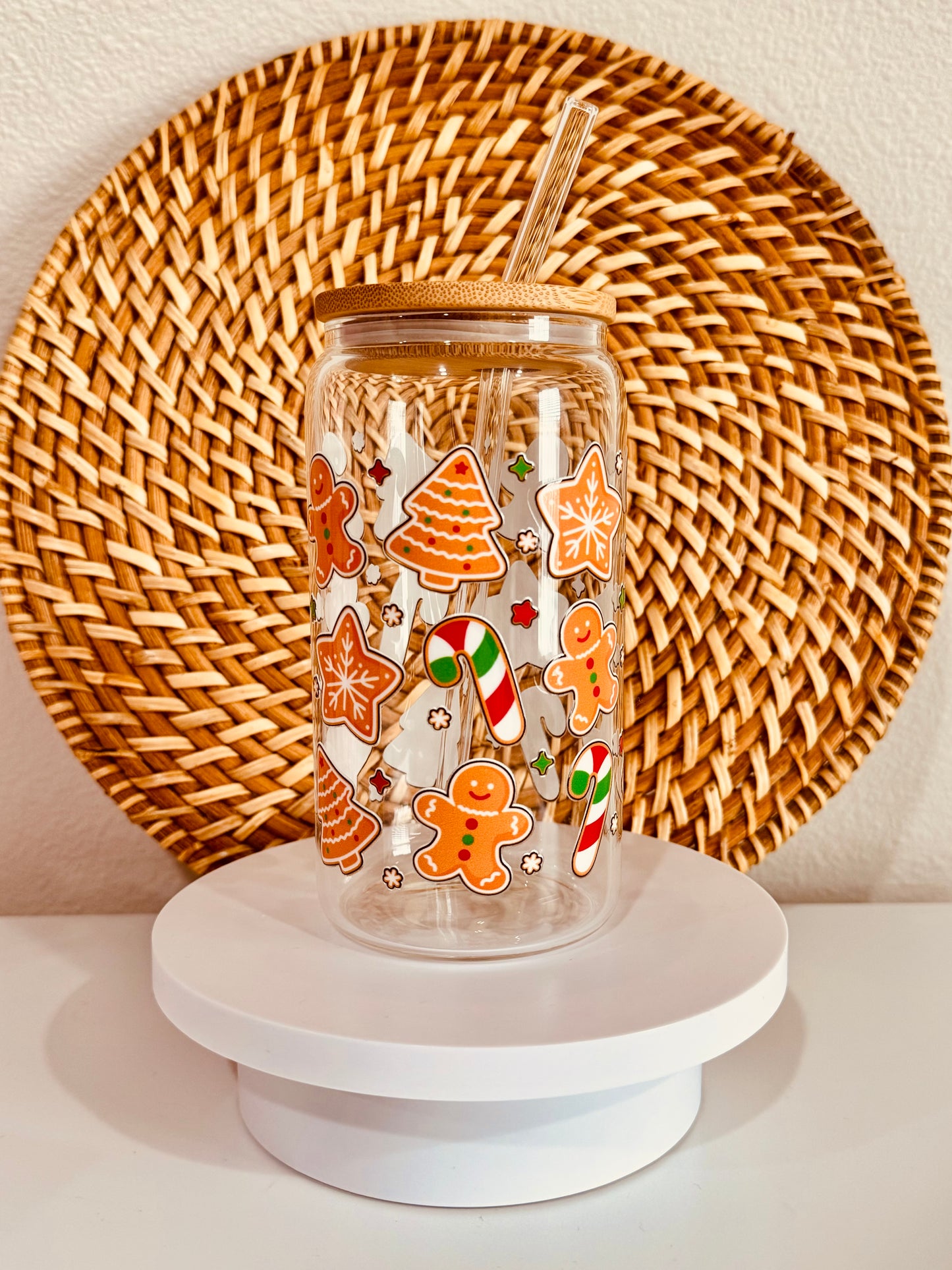 Christmas Ginger Bread 16oz Glass Cup