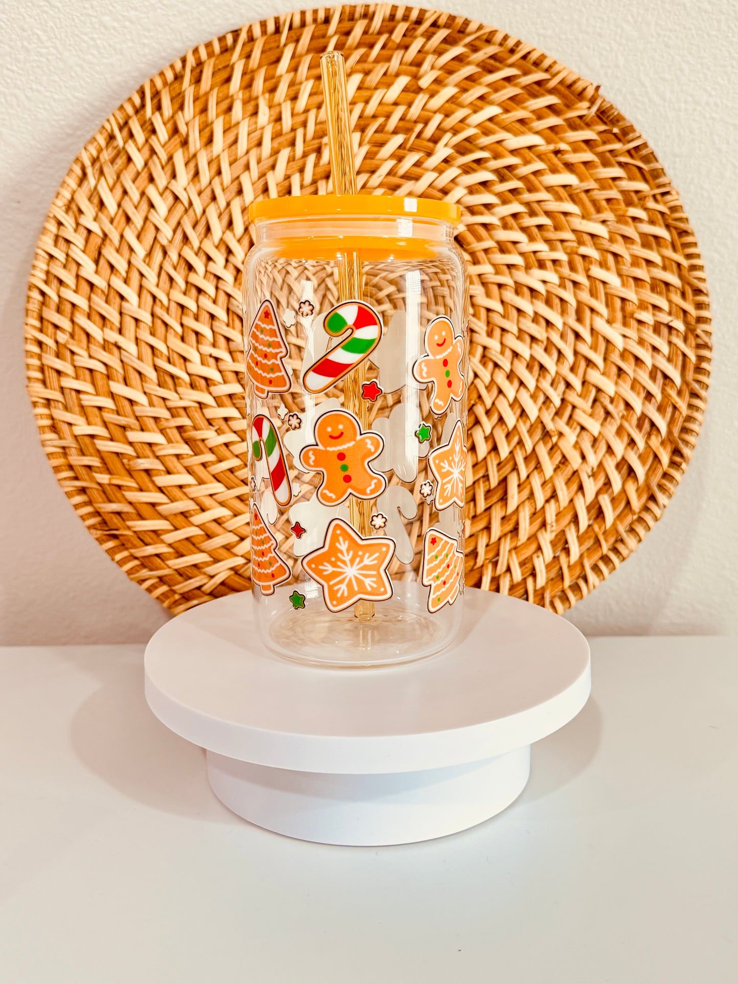 Christmas Ginger Bread 16oz Glass Cup