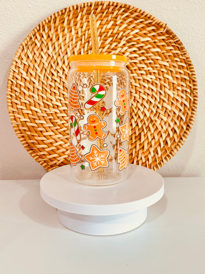 Christmas Ginger Bread 16oz Glass Cup