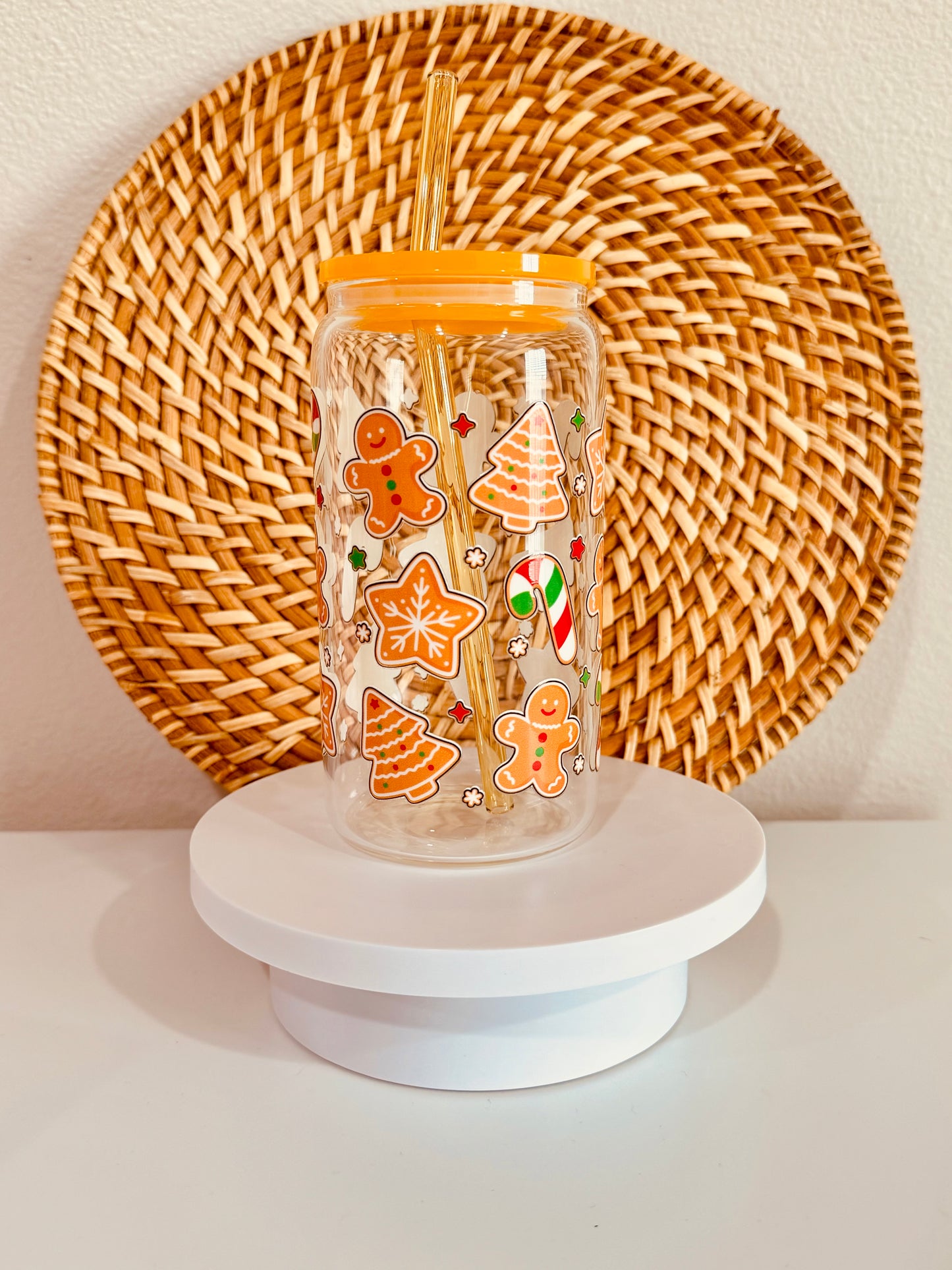 Christmas Ginger Bread 16oz Glass Cup
