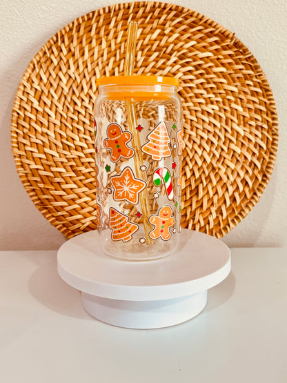 Christmas Ginger Bread 16oz Glass Cup