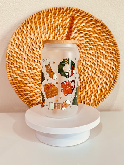 Cozy Christmas 16oz Glass Cup