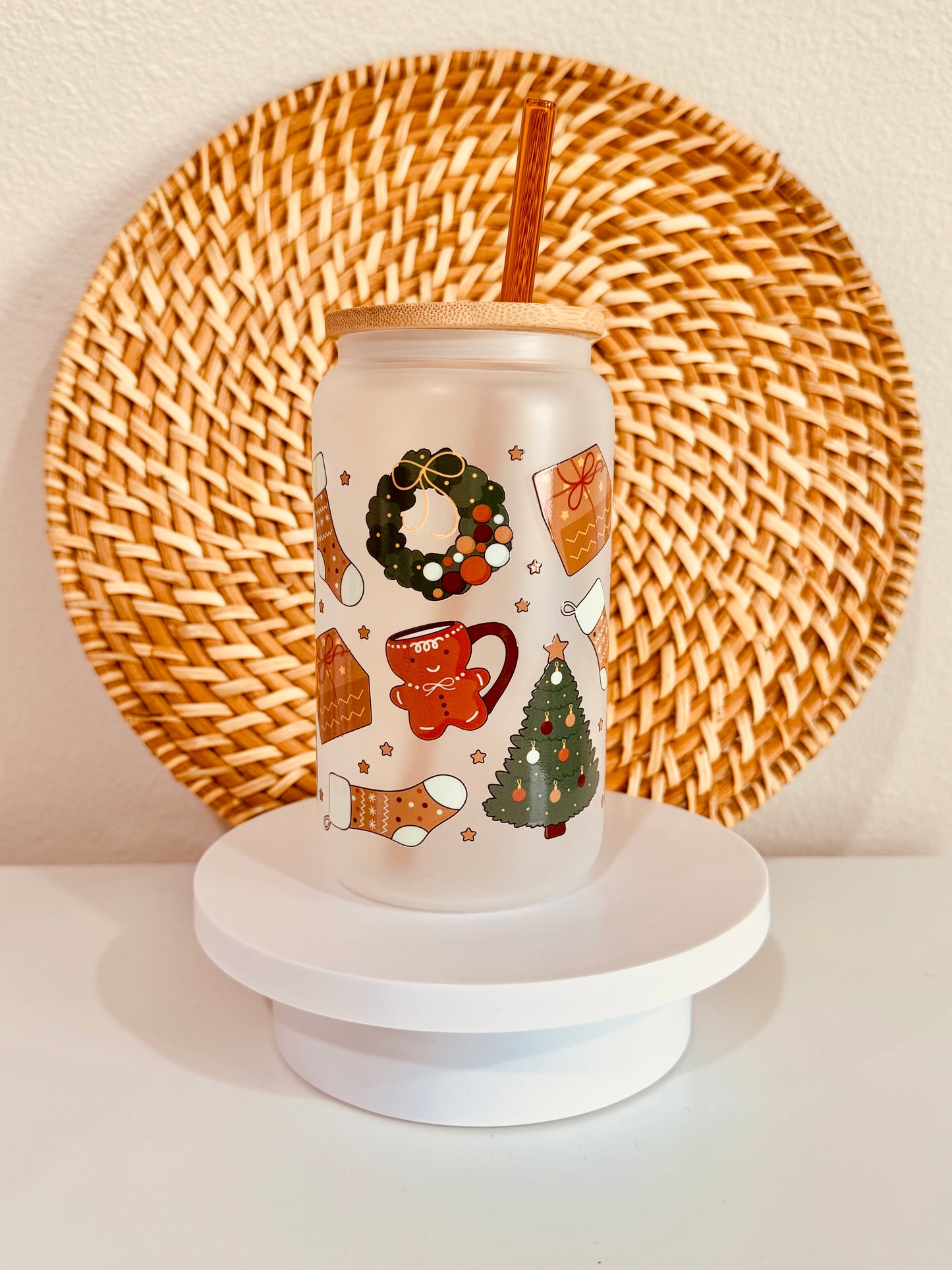 Cozy Christmas 16oz Glass Cup