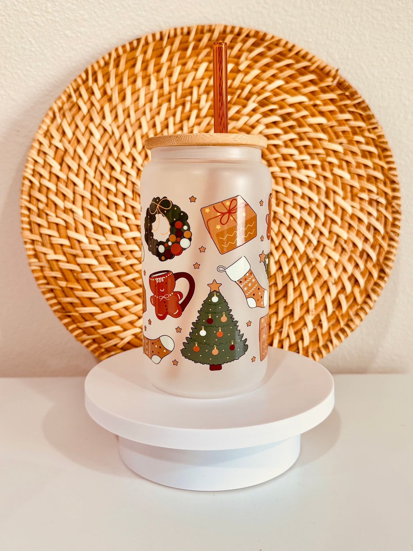 Cozy Christmas 16oz Glass Cup