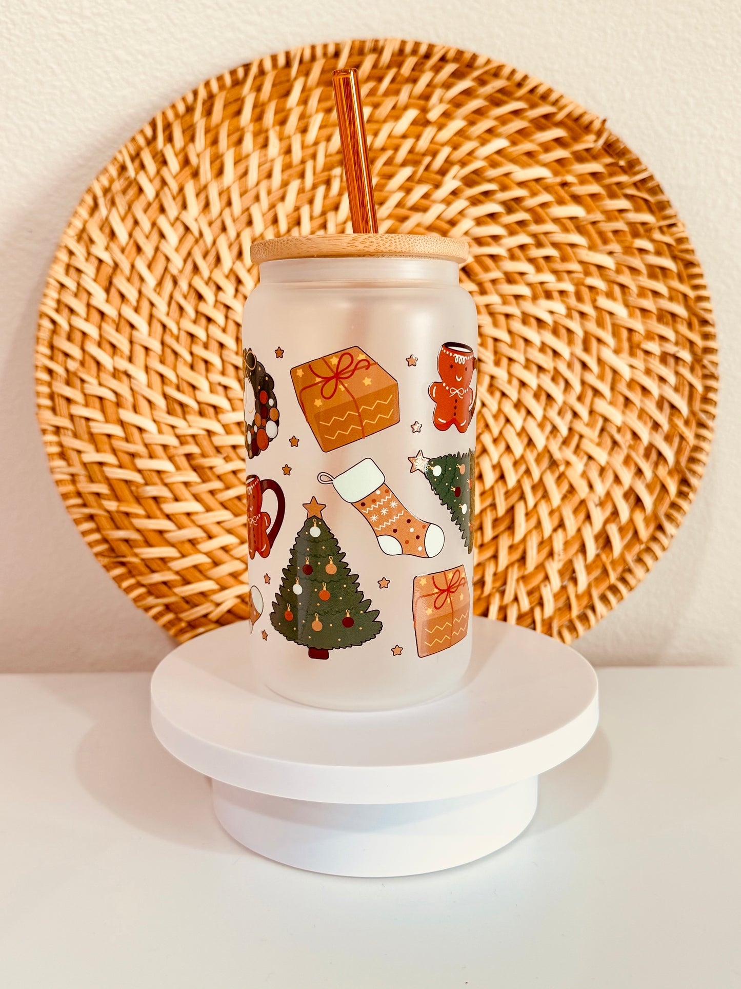 Cozy Christmas 16oz Glass Cup