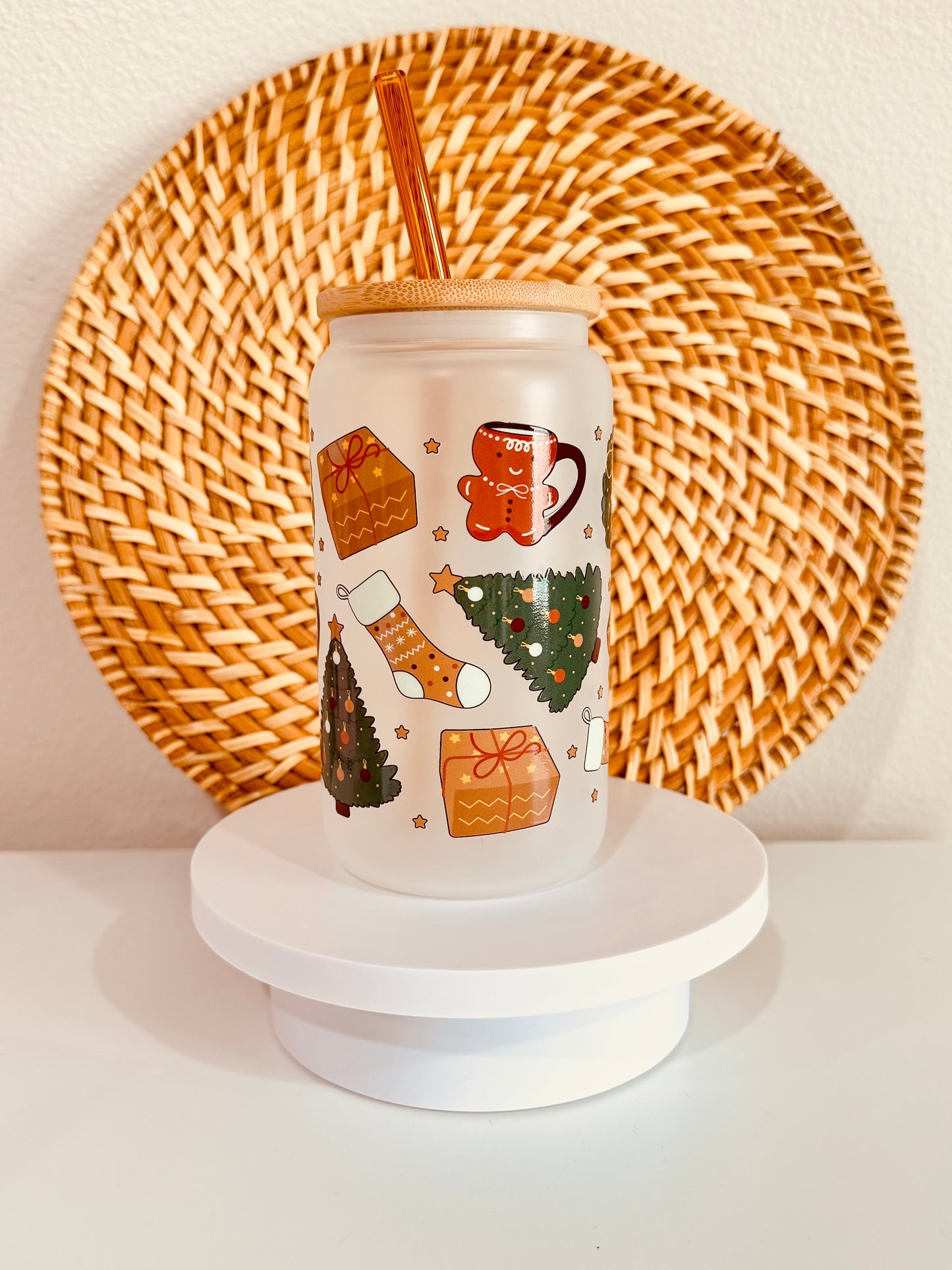Cozy Christmas 16oz Glass Cup