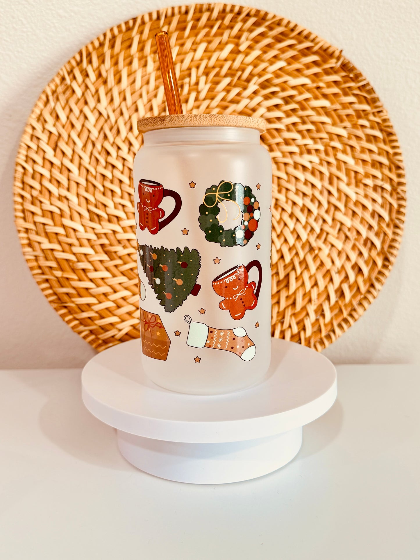 Cozy Christmas 16oz Glass Cup