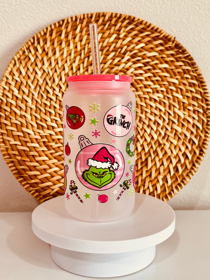 Grinch Ornaments 16oz Glass Cup