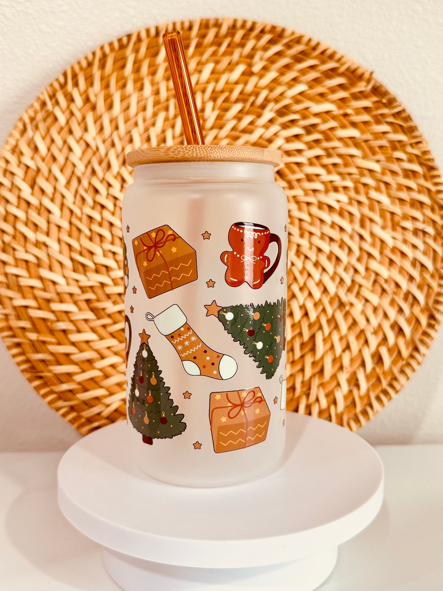 Cozy Christmas 16oz Glass Cup