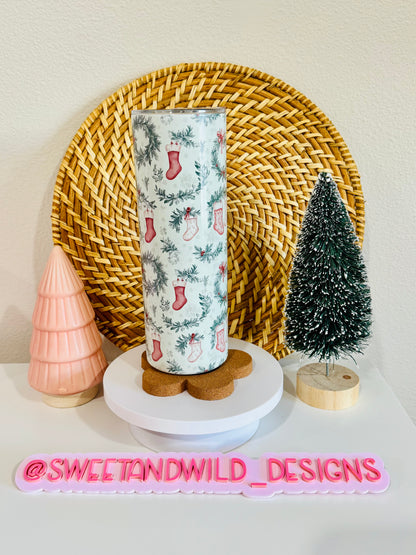 Christmas Stockings & Wreaths 20oz Skinny Tumbler
