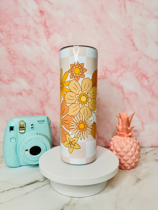 Retro Flowers 20oz Skinny Tumbler