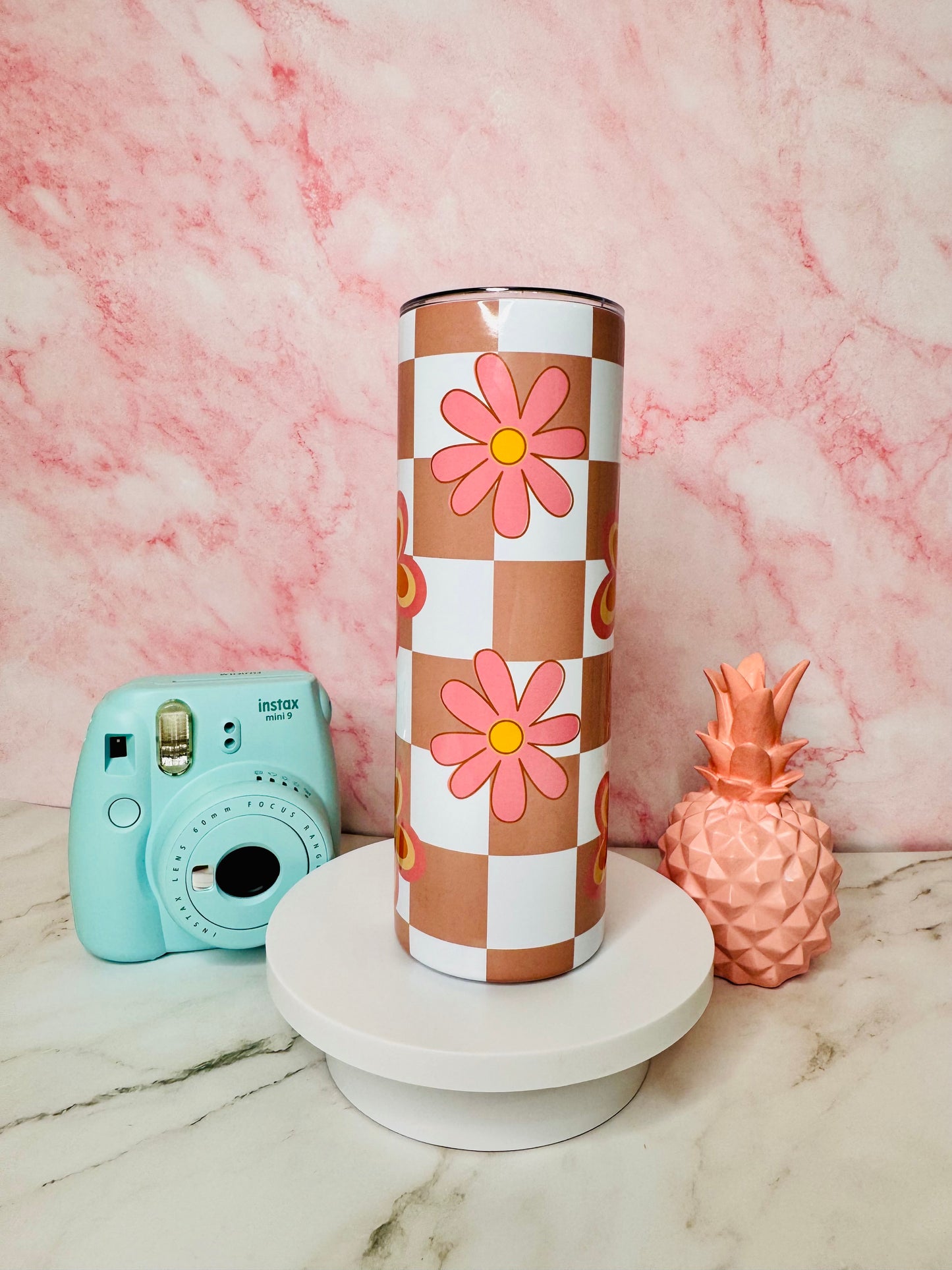 Floral Checkers 20oz Skinny Tumbler