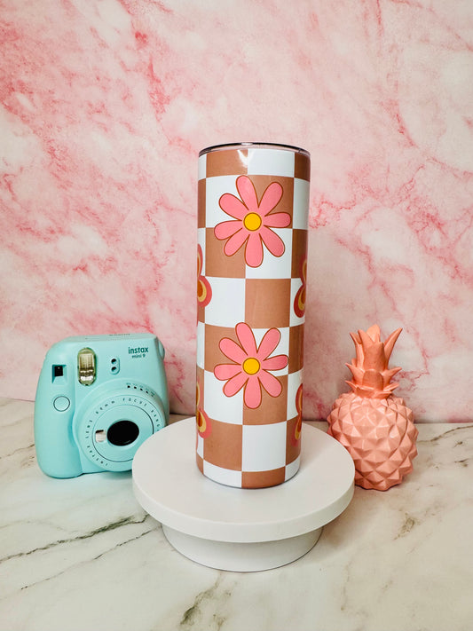 Floral Checkers 20oz Skinny Tumbler