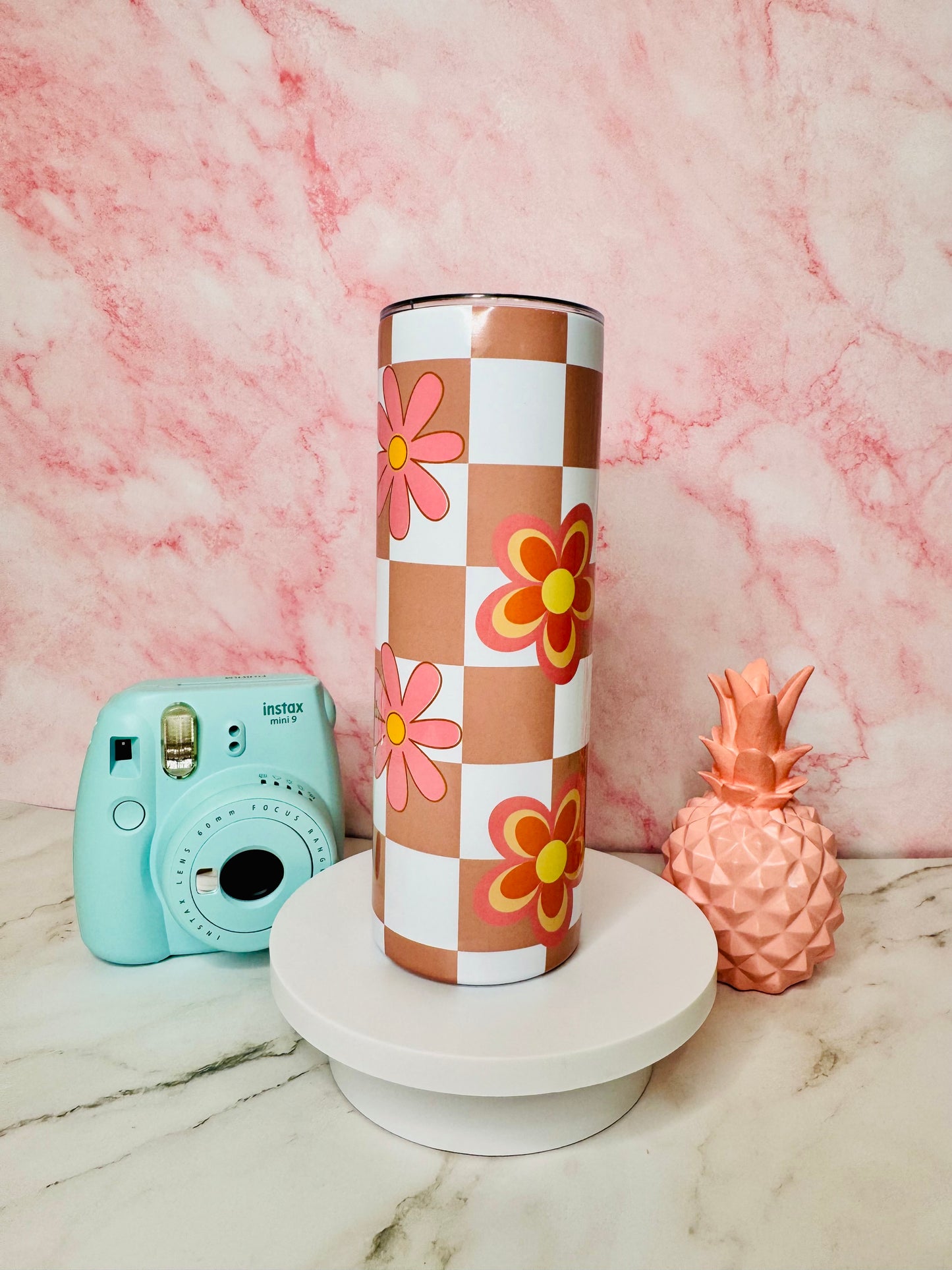 Floral Checkers 20oz Skinny Tumbler