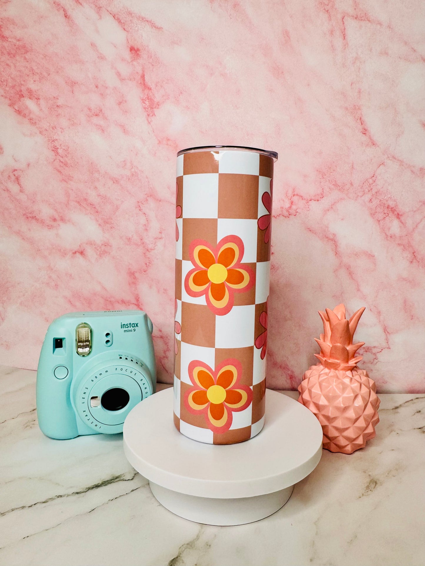 Floral Checkers 20oz Skinny Tumbler