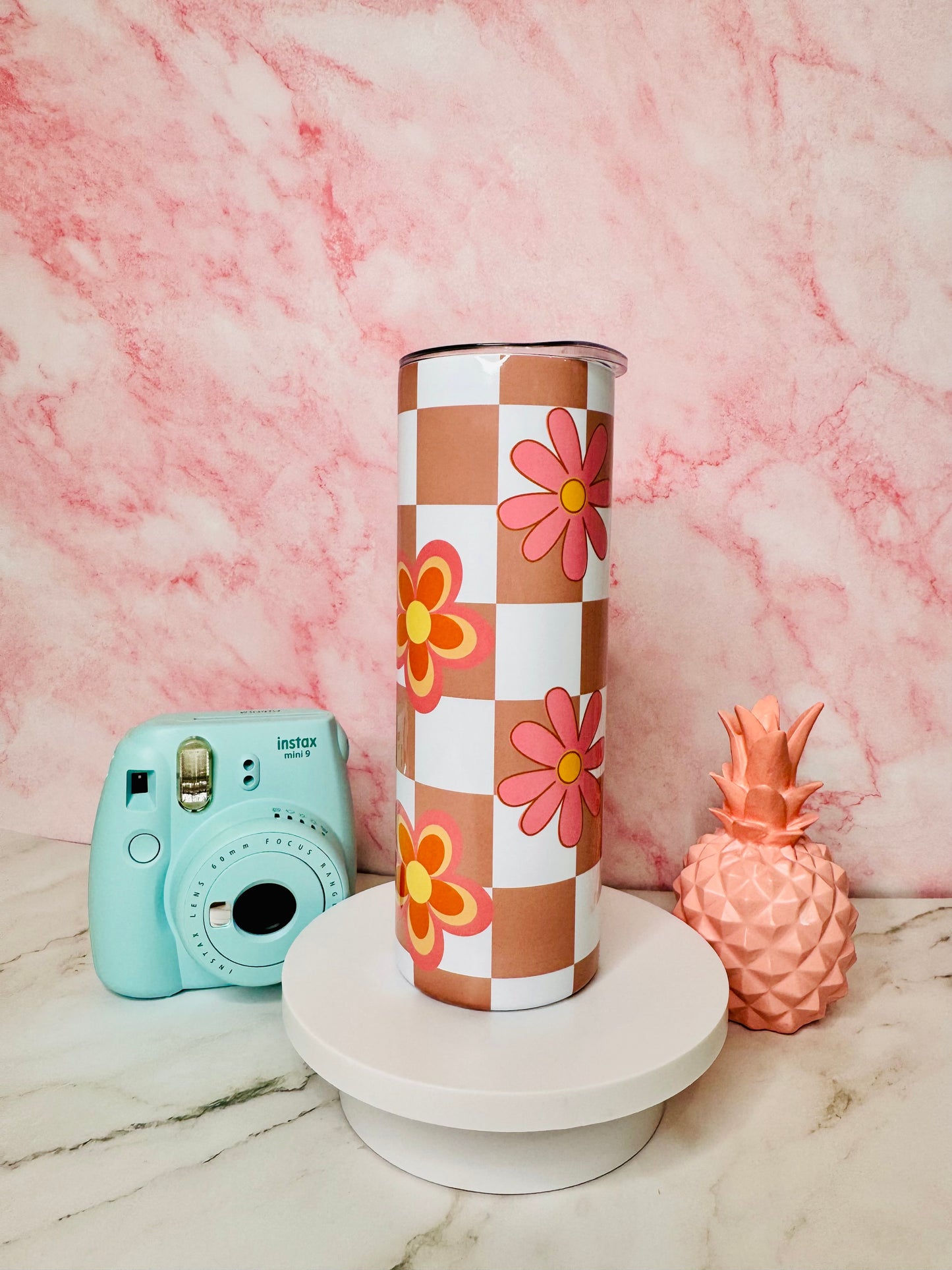 Floral Checkers 20oz Skinny Tumbler