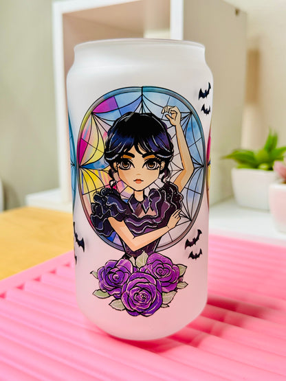 Wednesday Sublimated 18oz Glass Cup (Frosted)