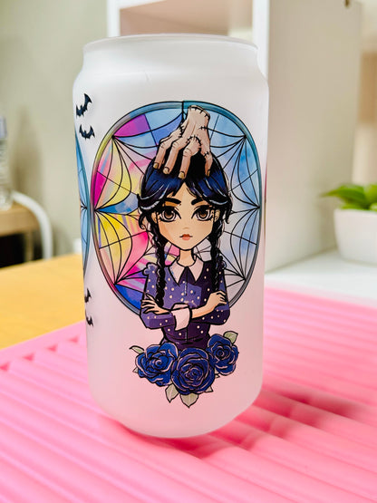 Wednesday Sublimated 18oz Glass Cup (Frosted)