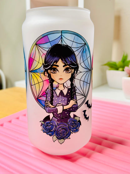 Wednesday Sublimated 18oz Glass Cup (Frosted)