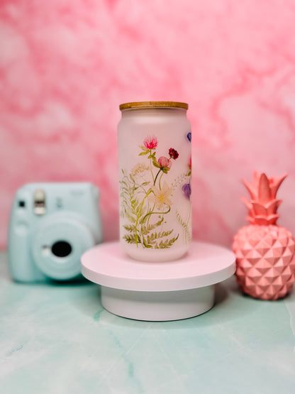 Wildflower Sublimated 18oz Glass Cup (Frosted)