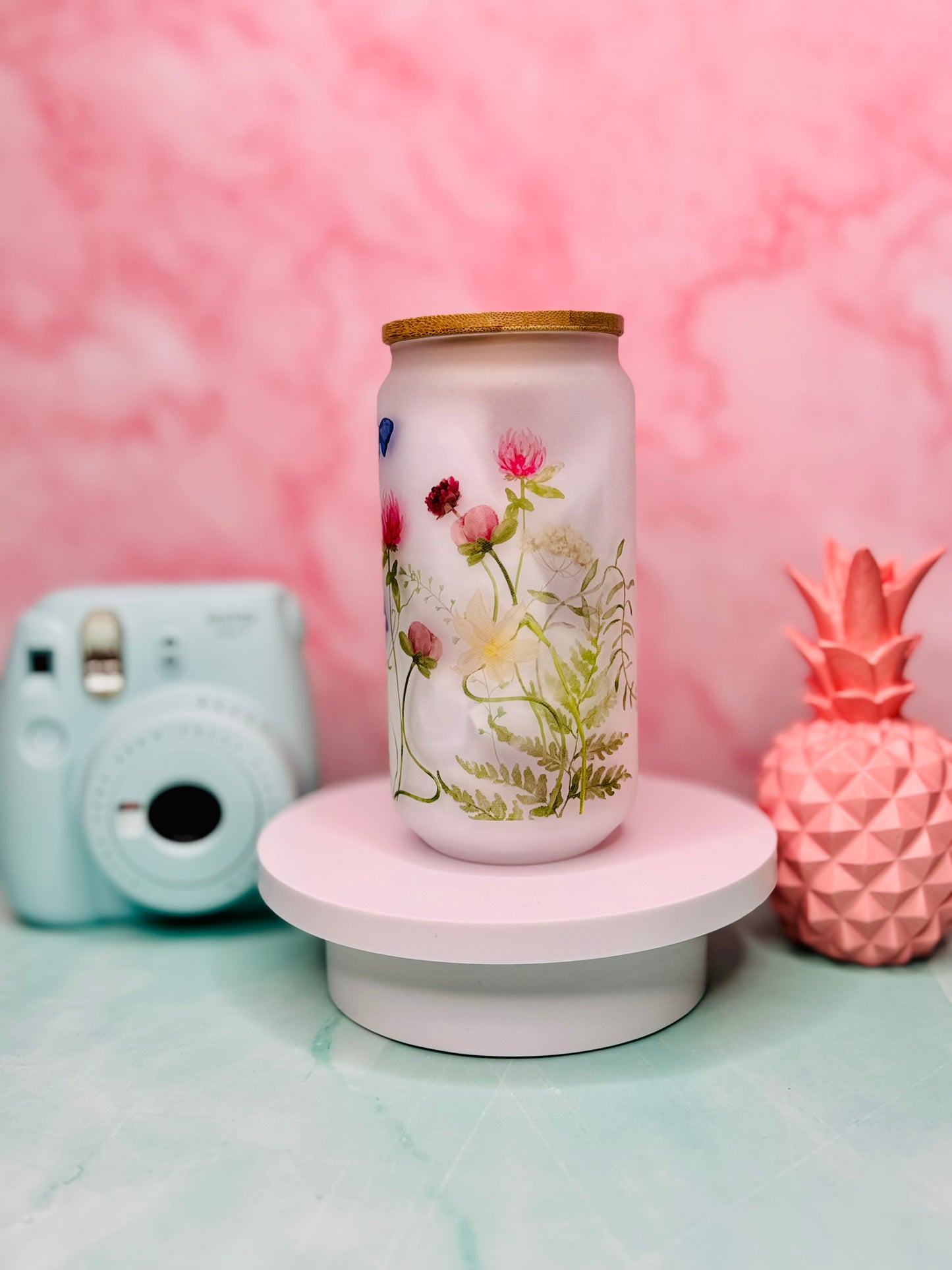 Wildflower Sublimated 18oz Glass Cup (Frosted)