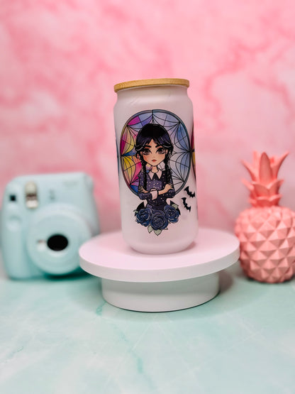 Wednesday Sublimated 18oz Glass Cup (Frosted)