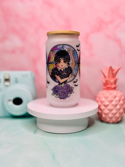 Wednesday Sublimated 18oz Glass Cup (Frosted)