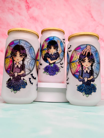 Wednesday Sublimated 18oz Glass Cup (Frosted)