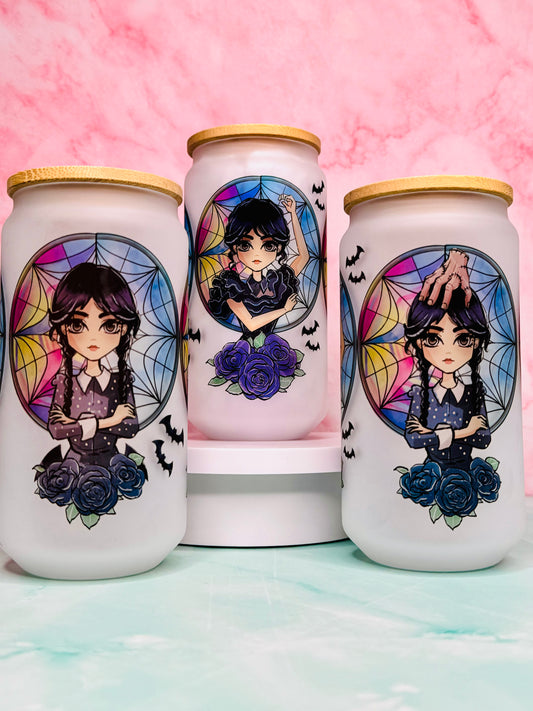 Wednesday Sublimated 18oz Glass Cup (Frosted)