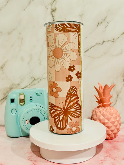 Boho Butterfly Custom Add Your Name 20oz Skinny Tumbler