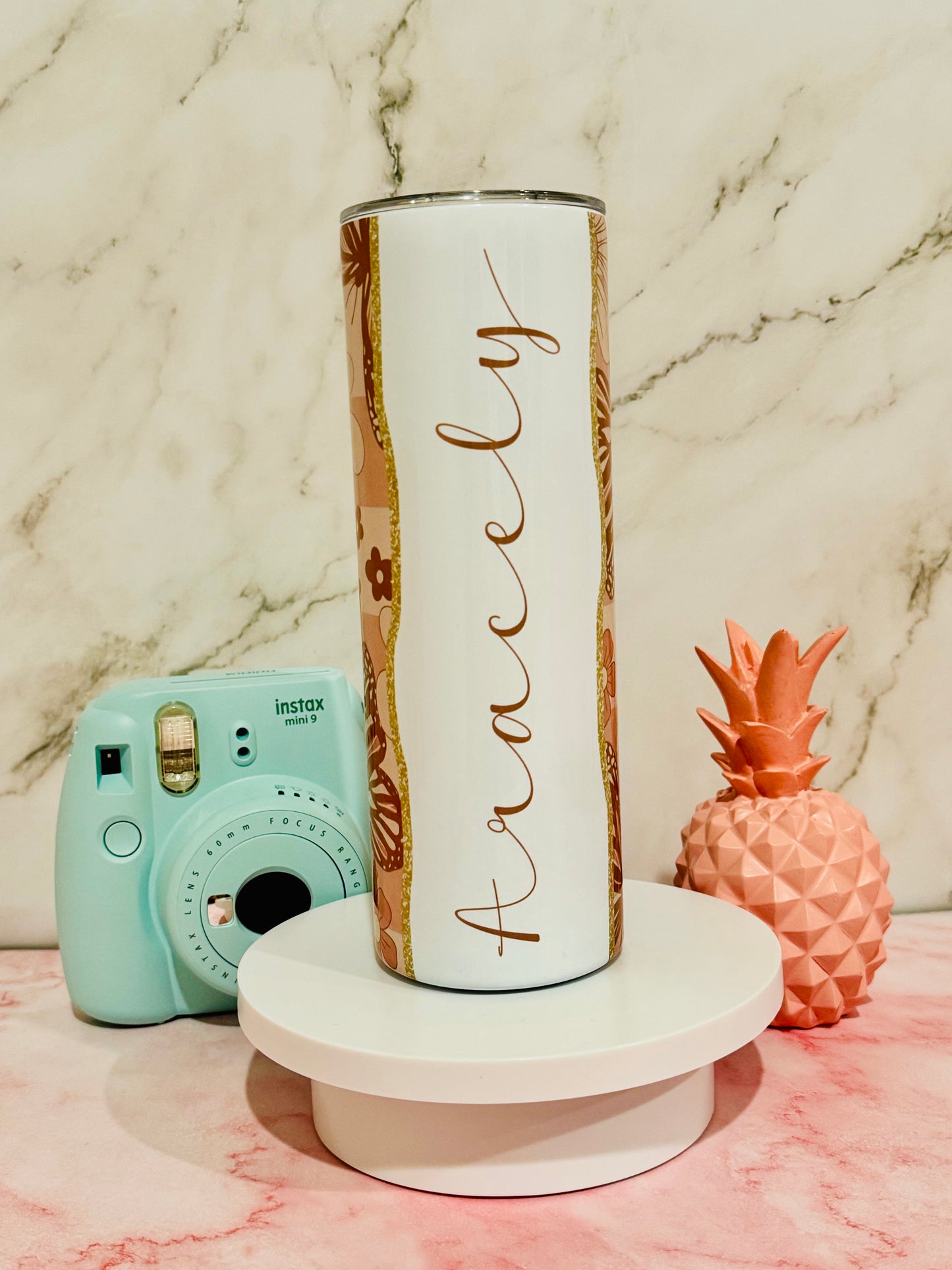 Boho Butterfly Custom Add Your Name 20oz Skinny Tumbler