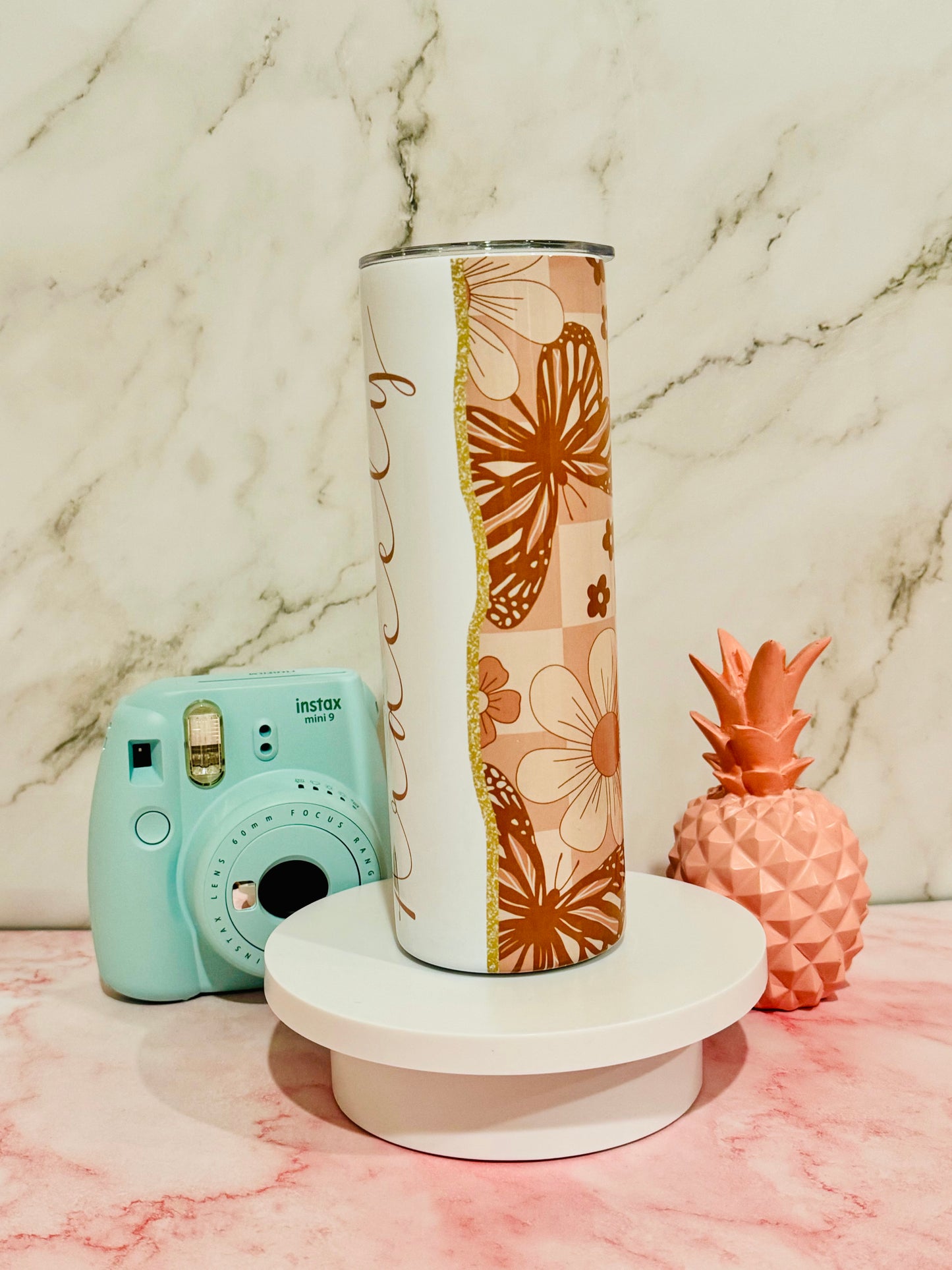 Boho Butterfly Custom Add Your Name 20oz Skinny Tumbler