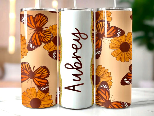 Butterfly Custom Add Your Name 20oz Skinny Tumbler