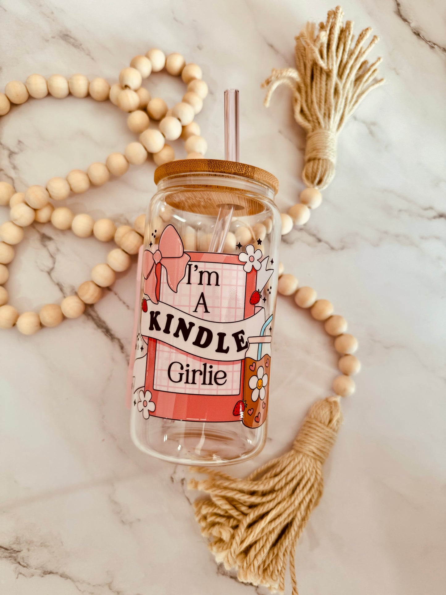 I Am A Kindle Girlie 16oz Glass Can