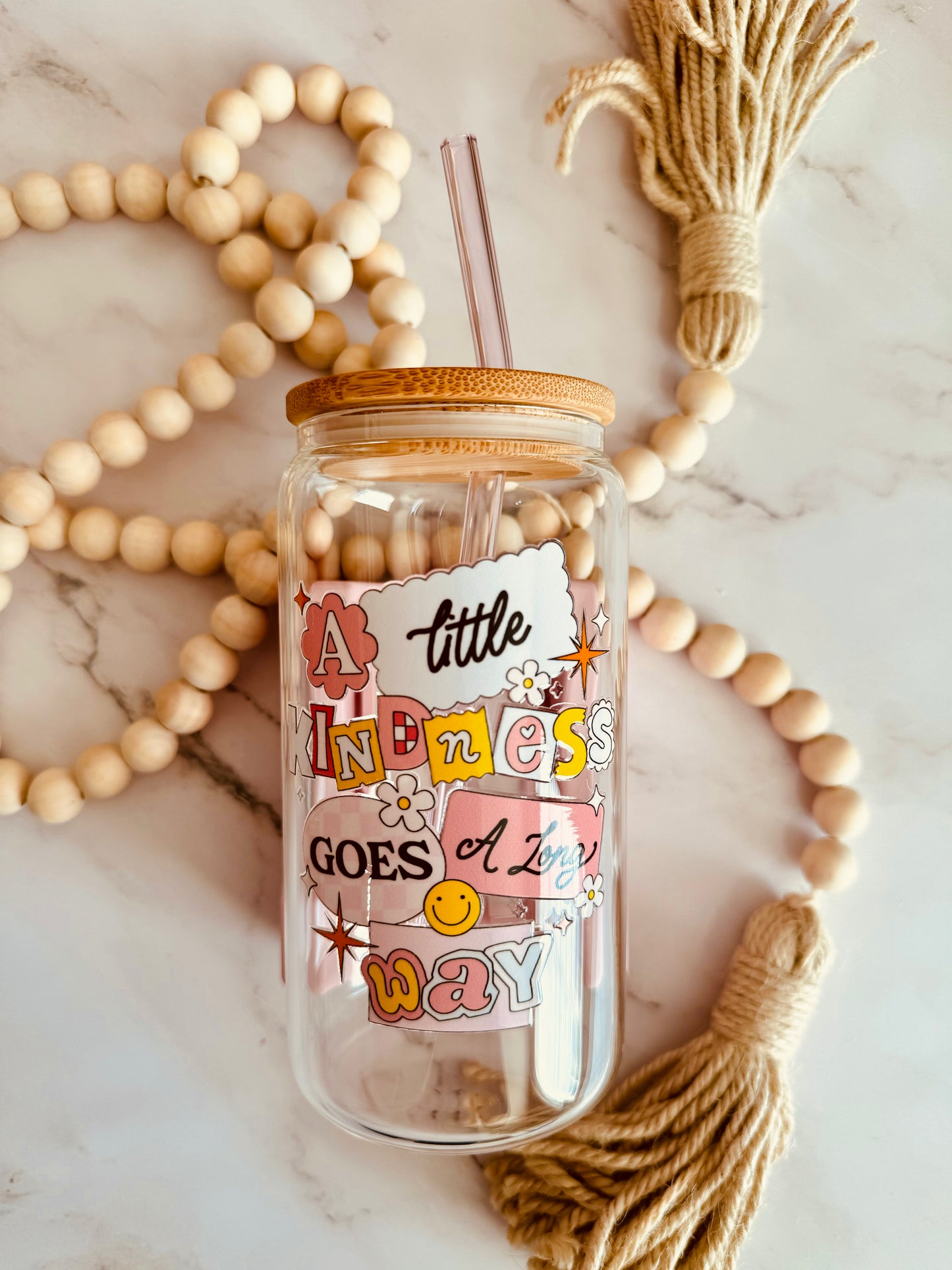 A Little Kindness Goes A Long Way 16oz Glass Can
