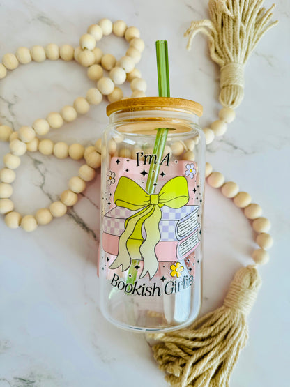 I Am A Bookish Girlie 16oz Glass Can