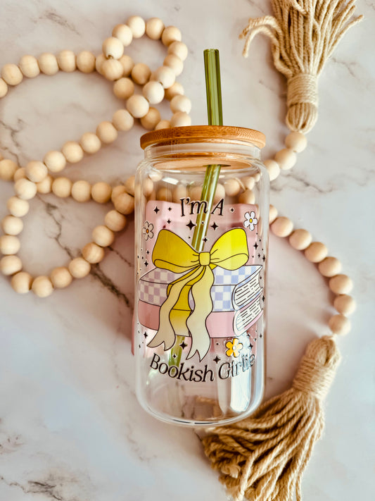 I Am A Bookish Girlie 16oz Glass Can
