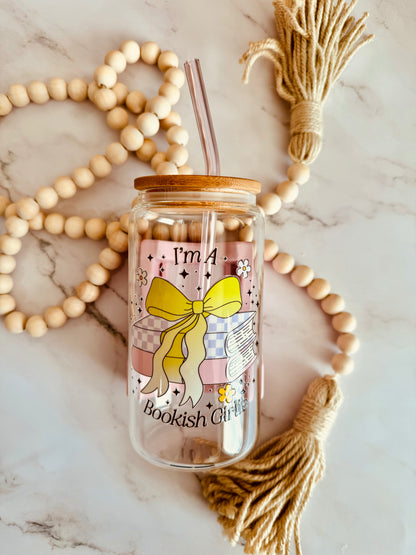 I Am A Bookish Girlie 16oz Glass Can
