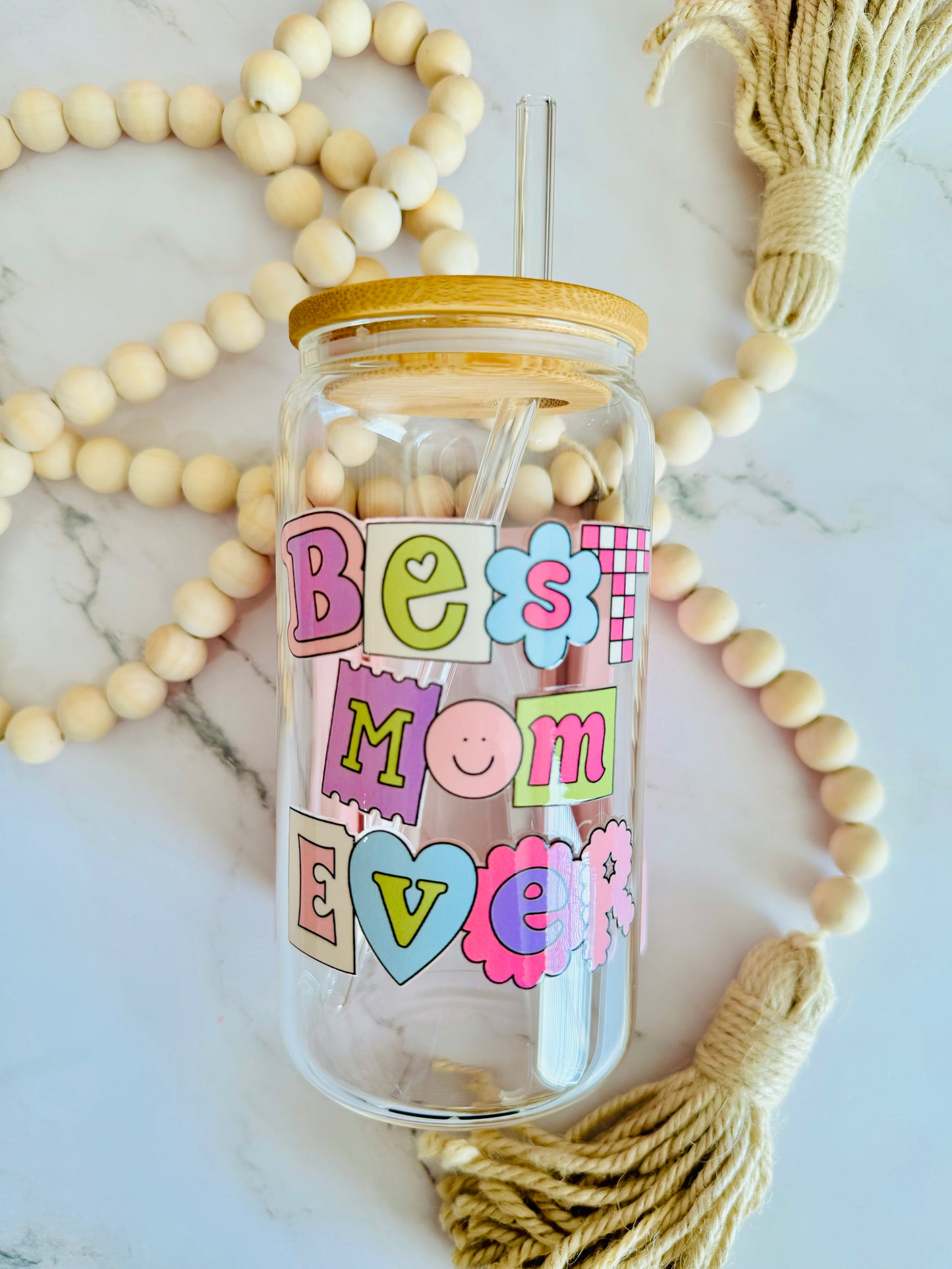 Best Mom Ever 16oz Glass Can